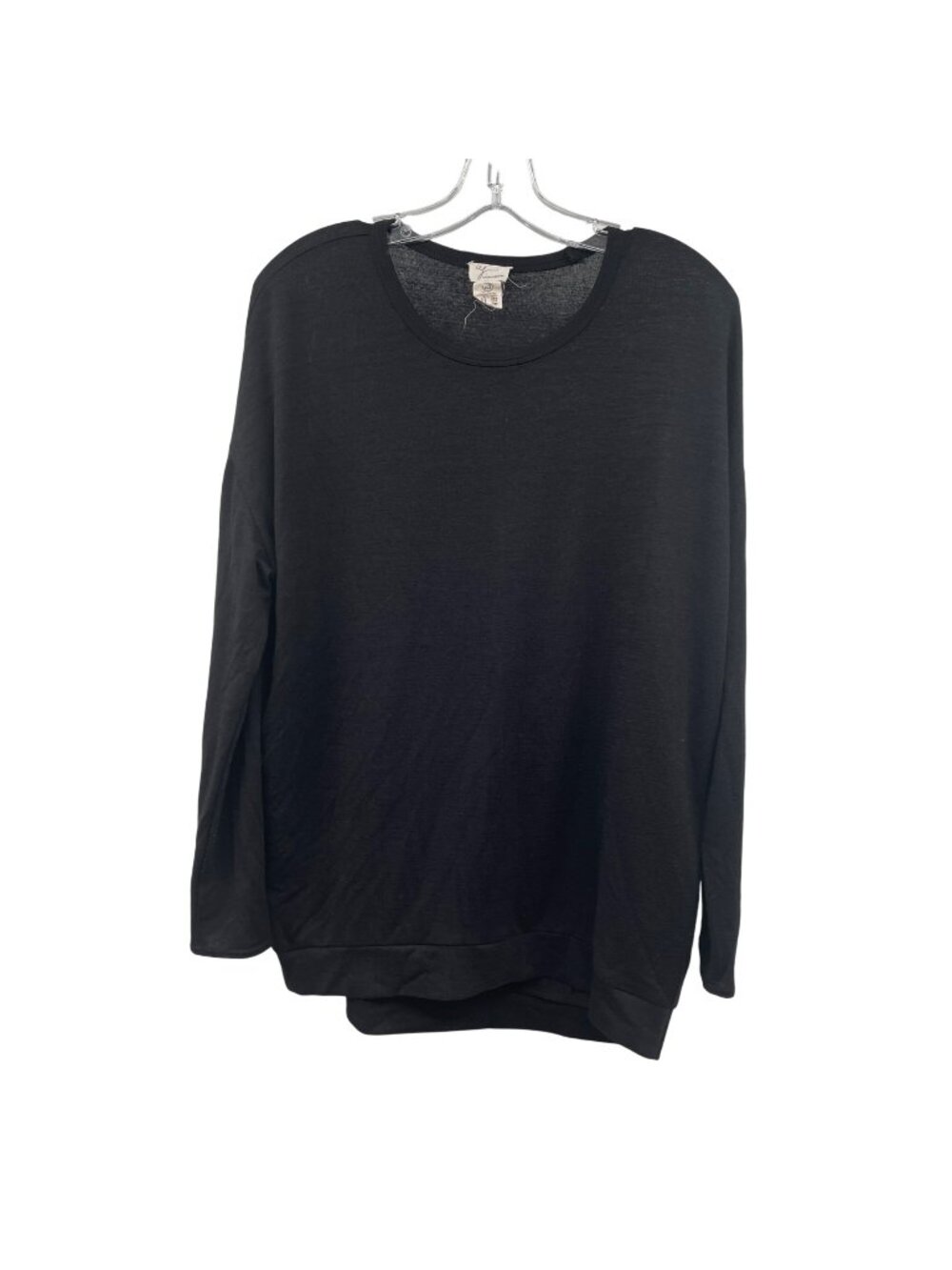 Andrea Jovine Womens Pullover Top Long Sleeve Black Size Medium Semi Sheer
